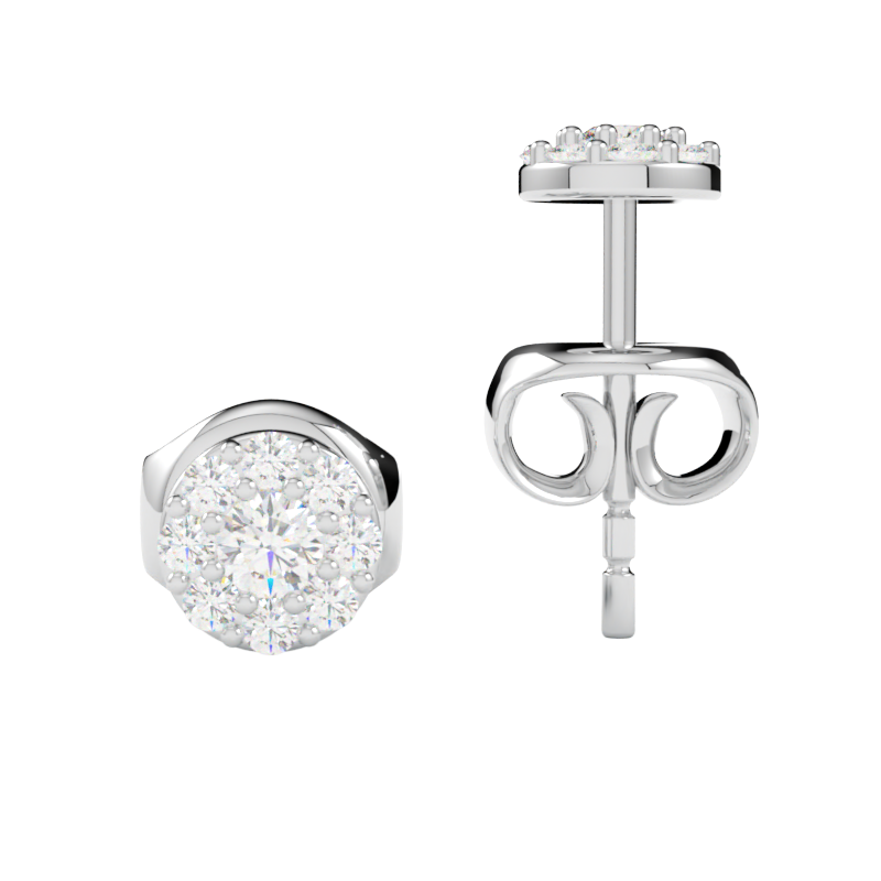 Kolczyki z diamentami Halo – złoto białe 750 – GOLDPORT